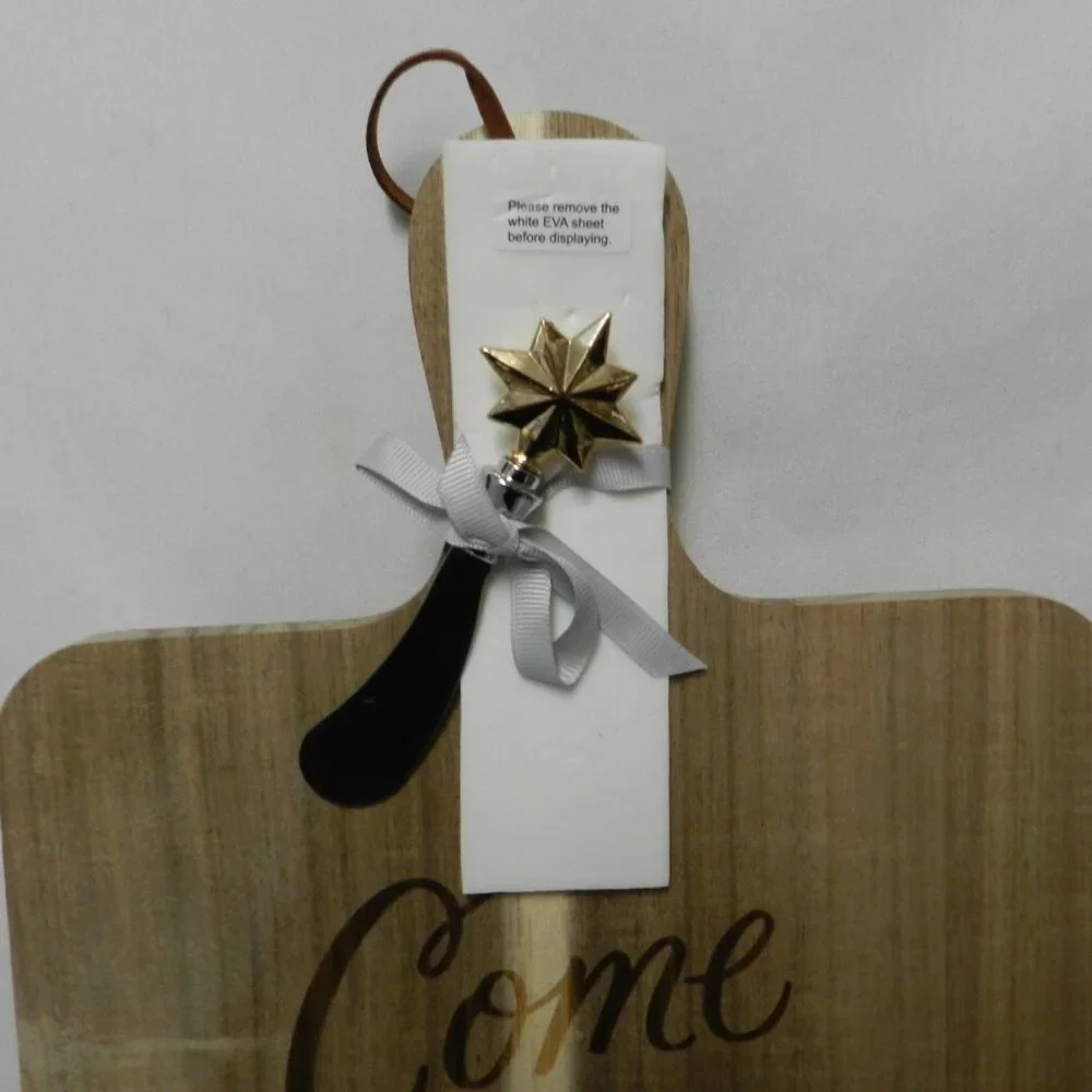 Hallmark Come All Ye Faithful Wood Serving Board w/ star Spreader Christmas NEW